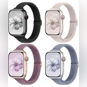 SLIM Nylon Braided Adjustable Apple Watch Band Loop - lot of 4